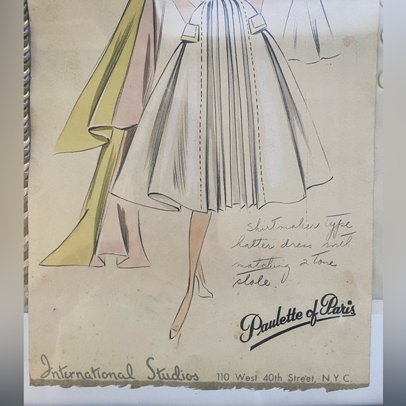 Vintage Framed 1950’s Fashion Art Sketch Illustration - Picture 4 of 4